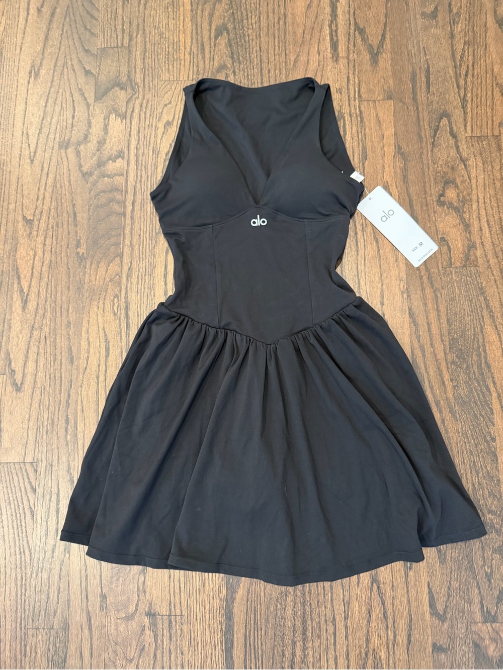 ALO Yoga Black Sleeveless Fit-and-Flare Mini Dress
